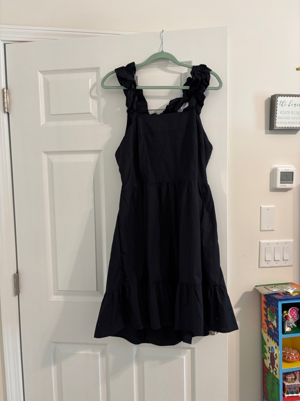 Black Ruffled Strap Sundress